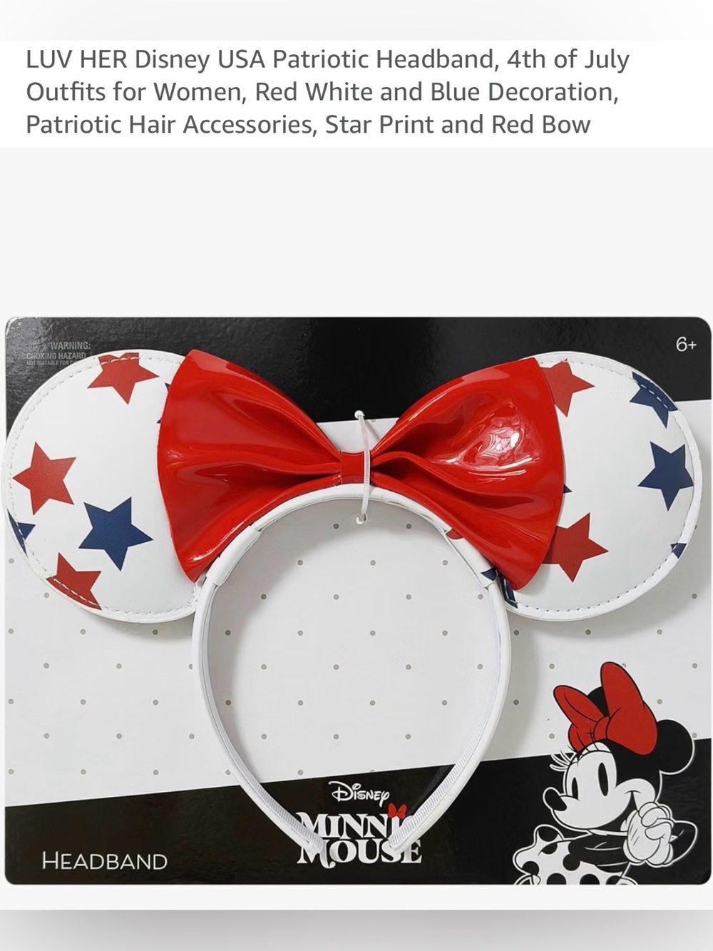 Disney Minnie Mouse Red Bow Star Ear Headband